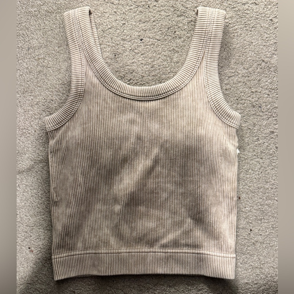 Zenana Outfitters Ribbed Beige Tank Top